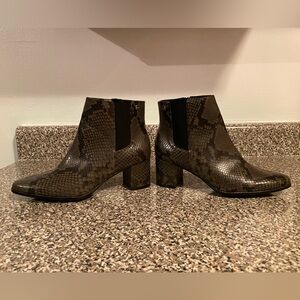 Gray and Black Calvin Klein Animal Print Boots